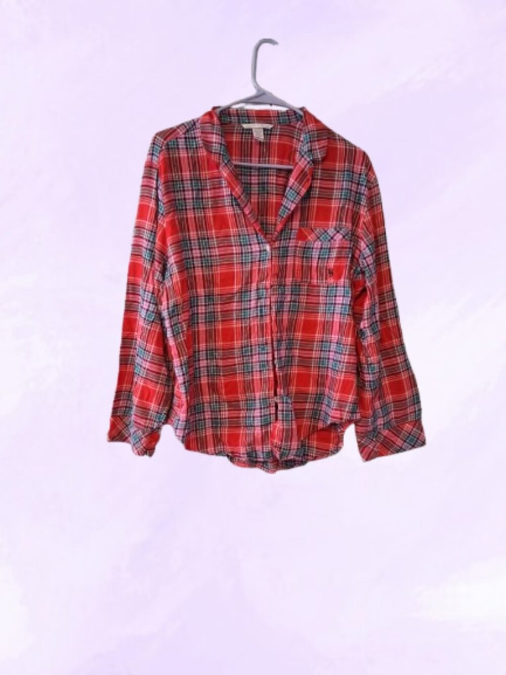 Victoria's Secret plaid holiday festive pjs pajamas top christmas in red, green